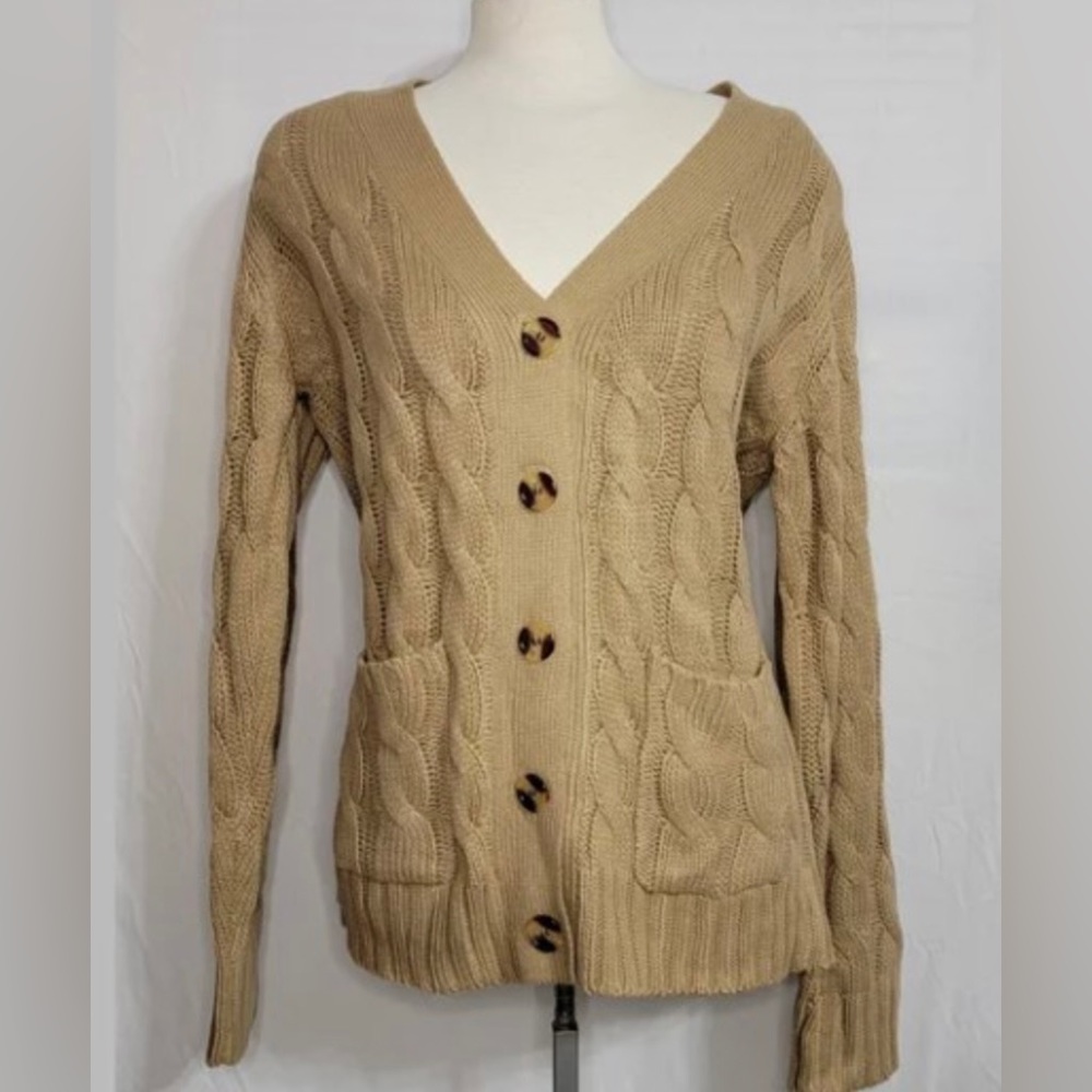 Small -YACUN Women Cable Knit Cardigan Long Sleeve Button Down Sweater